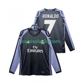Camisolas de futebol Real Madrid Cristiano Ronaldo 7 2016 2017 Retro Equipamento 3ª Manga Comprida